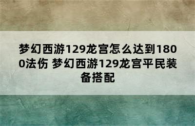 梦幻西游129龙宫怎么达到1800法伤 梦幻西游129龙宫平民装备搭配